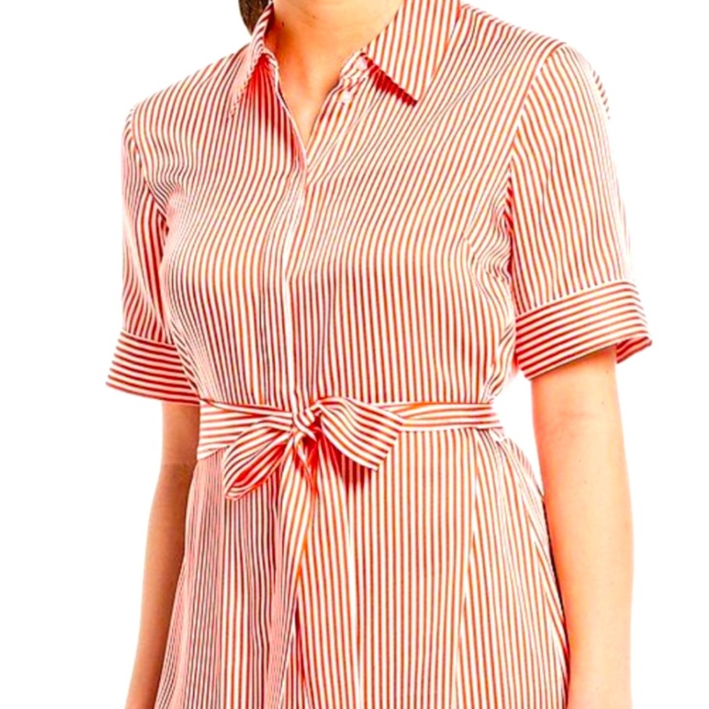 Alex Marie red white striped shirt dress with tie